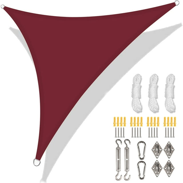 Voile d'Ombrage Triangulaire Imperméable, Toile d'Ombrage pour Jardin avec Kit de Matériel