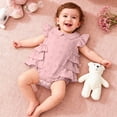 thumbnail image 4 of Baby Onesies Girl Newborn Outfits Baby Girl Clothes Summer Fly Sleeve Floral Embroidery Romper Ruffle Bodysuit Jumpsuit One-Piece, 4 of 7