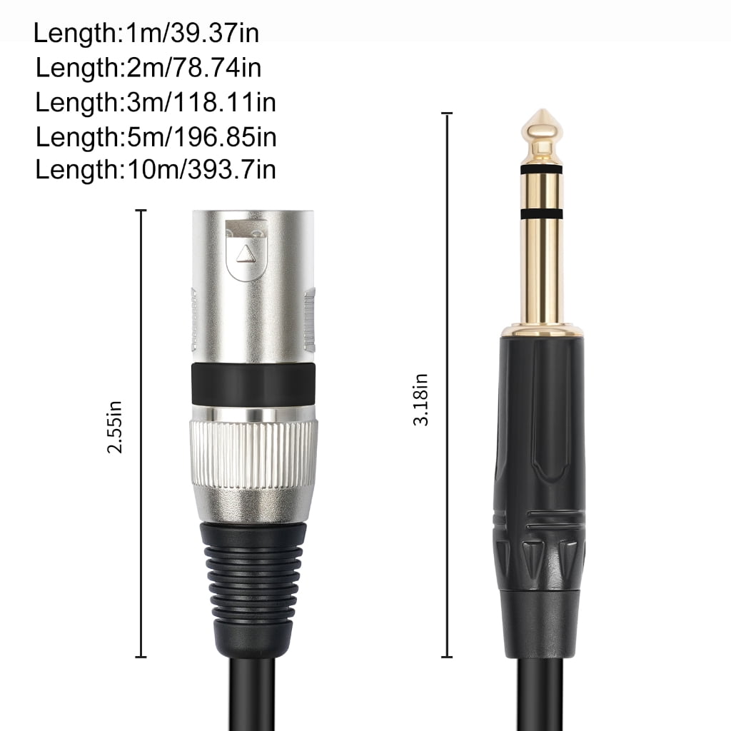 PatungKu Convenient 1/4in TRS to Kanon Connector Cable Wire Line for Power Amplifier Mixe