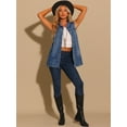 thumbnail image 2 of DARING DIVA Women's Button Down Sleeveless Pockets Mid-Long Denim Vest XS Blue, 2 of 6