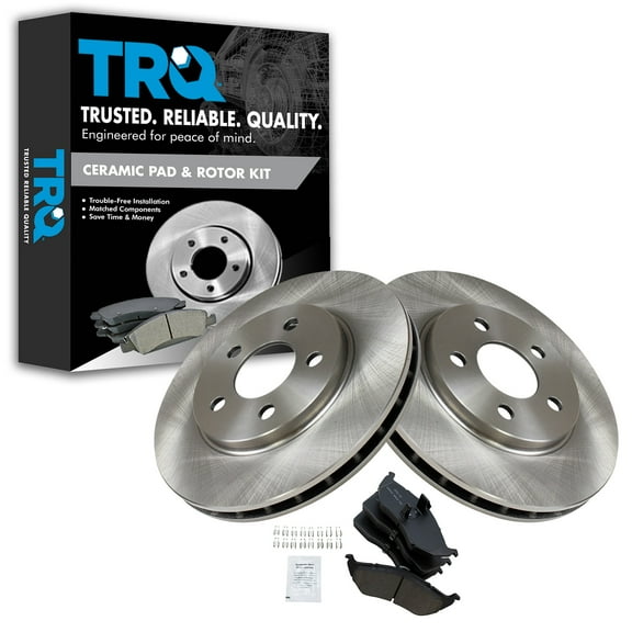 TRQ Front Ceramic Brake Pad & Rotor Set Kit Fits Select Dodge Plymouth Van