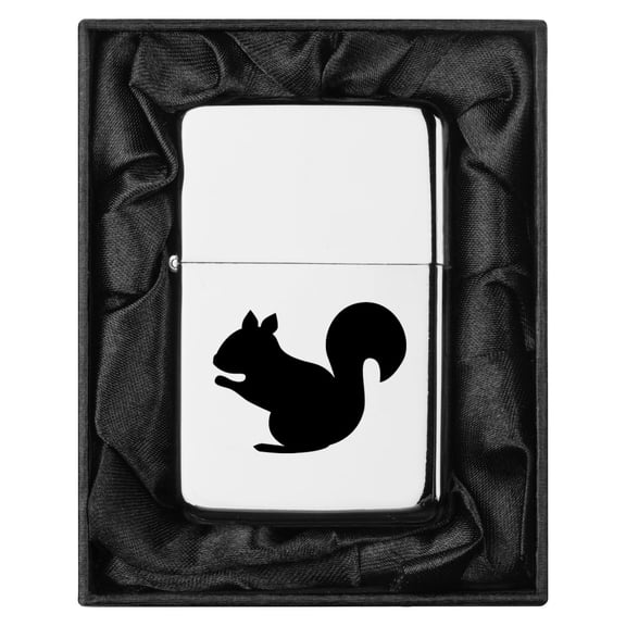 Lighter in Black Silk Lined Gift Box Squirrel (Chrome)