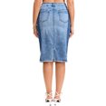 thumbnail image 3 of INSPIRE CHIC Women's Jean Skirt Color Block Patchwork Raw Hem Slit Back Knee Length Denim Skirts S Blue, 3 of 6