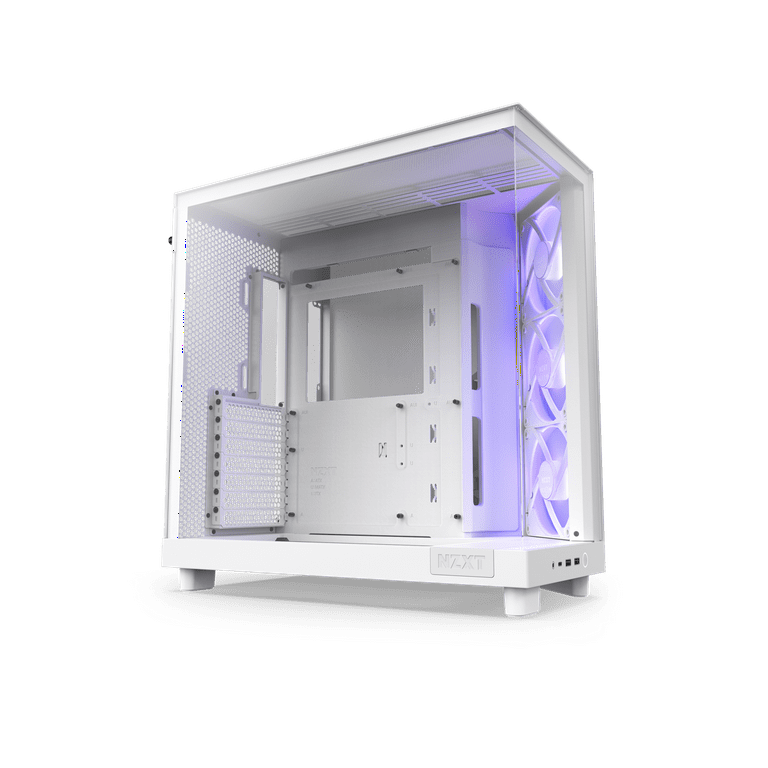 NZXT H6 FLOW Compact Dual-Chamber Mid-Tower Airflow Case, White, CC-H61FW-01