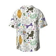 thumbnail image 2 of Xecao offers the Colorful Poodle Dog for Men's Casual Short-sleeved Shirt, a button-up collared shirt with a pocket, perfect for beach vacations and yacht travel in the XX-Large size., 2 of 7