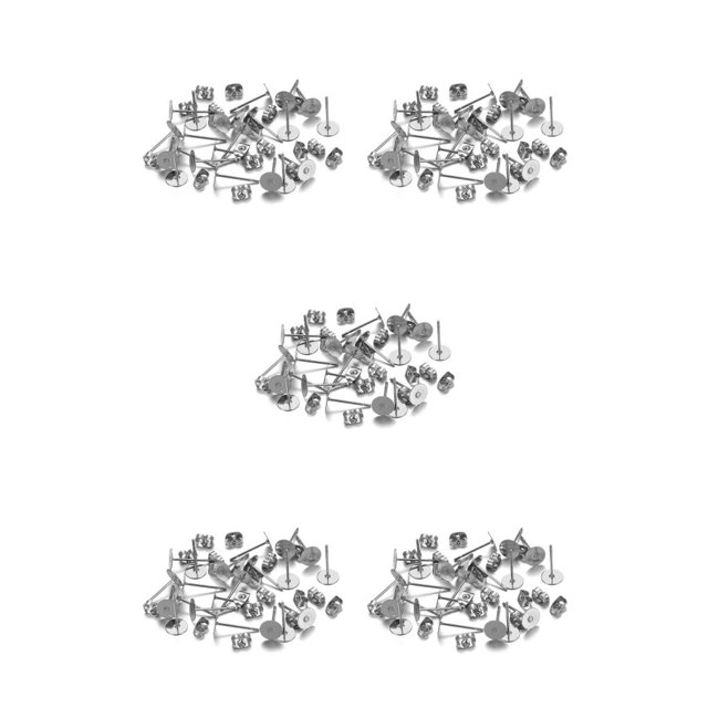 tamizeot Earring Stud Base Handmade Popular Accessories Ear Pins Setting Wear DIY Crafting Jewelry Making Tool Time Supplies Steel Color 6mm 5Set
