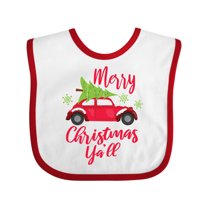 Inktastic Merry Christmas Ya'll with Red Car and Tree Boys or Girls Baby Bib