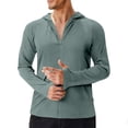 thumbnail image 2 of Jessboyy Mens Sun Protection Zip up Hoodie with Thumb Hole Long Sleeve UV Protection Shirts Quick Dry Workout Running Outdoor Sunshirts Green,XL, 2 of 8