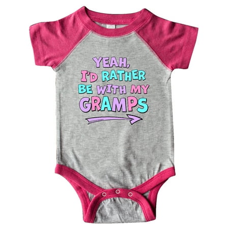 

Inktastic Yeah I d Rather be with My Gramps in Pink Blue and Purple Gift Baby Boy or Baby Girl Bodysuit