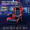 thumbnail image 3 of Mr IRONSTONE Ergonomic Gaming Chair with Massage Lumbar Support and Footrest, Heavy Duty 400lbs Computer Chair for Adults, Red/Black, 3 of 9