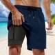 thumbnail image 2 of Bañador para hombre con forro de compresión - 95 % poliéster, 5 % elastano, cintura con cordón, estampado de árboles de colores - Pantalones cortos para playa, natación y pesca, 2 of 4