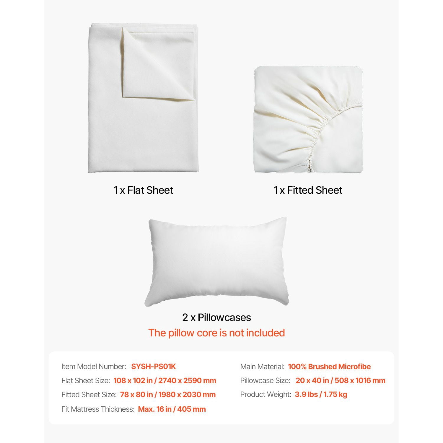 4-Piece King Bed Sheet Set 100% Brushed Microfiber Deep Pocket Up to 16 Inch Fitted Sheet for Bedroom Hotel
