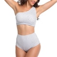 thumbnail image 6 of QLEICOM Women's Swimsuits High Waisted Tummy Control Swimwear Fashion Bikini With Chest Pad Without Steel Support Sexy Strap Split Swimsuit Beach Two Piece Set White M, 6 of 6