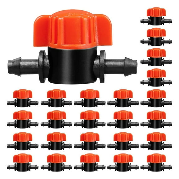 CPAN 25pcs Drip Irrigation Shut Off Switch Valve 4/7 Inch Tubing Line for Garden Lawn