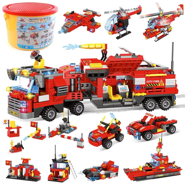 Set de construcción EP EXERCISE N PLAY City Fire Truck con helicóptero