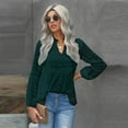thumbnail image 3 of Fjuchai Women's Long Sleeve V Neck Casual Blouse Solid Color Pullover Loose Tunic Tops T Shirt S-XXL, 3 of 9