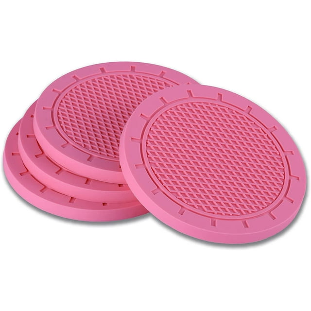 Car Cup Holder Coaster, PVC Car Coaster, 4 Pack Universal Auto Anti Slip Cup Holder Insert Coaster, Car Interior Accessories
