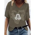 thumbnail image 3 of Camisetas de mujer 5XL, camisetas casuales de manga corta con cuello en V, camisetas sueltas para mujer, camisetas de verano de Disney Minnie Mickey Mouse en 3D, ropa nueva y transpirable, 3 of 5