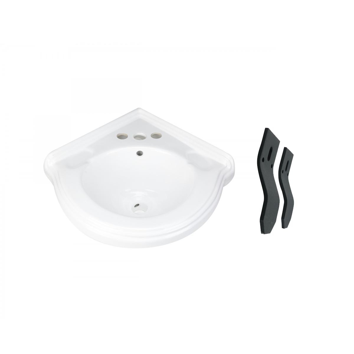 Portsmouth Corner Bathroom Sink 22" W Wall Mount White Ceramic Bowl w