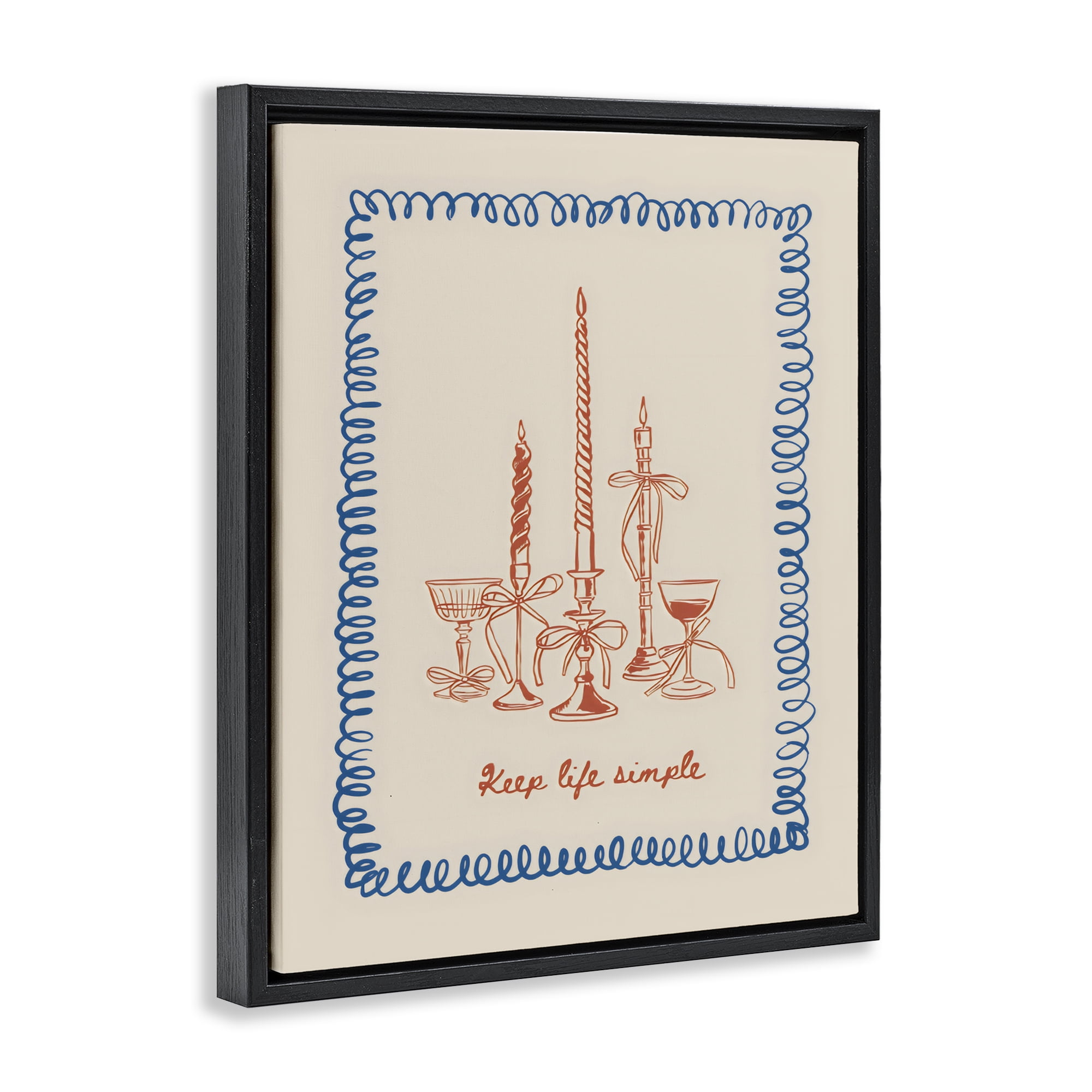 Stupell Industries Keep Life Simple Candles Black Framed Floater Canvas Wall Art, design by The Prints Vibe