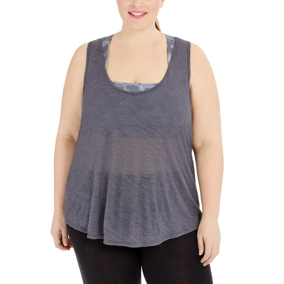 Ideology Womens Plus Size Camo Bra Tank Top