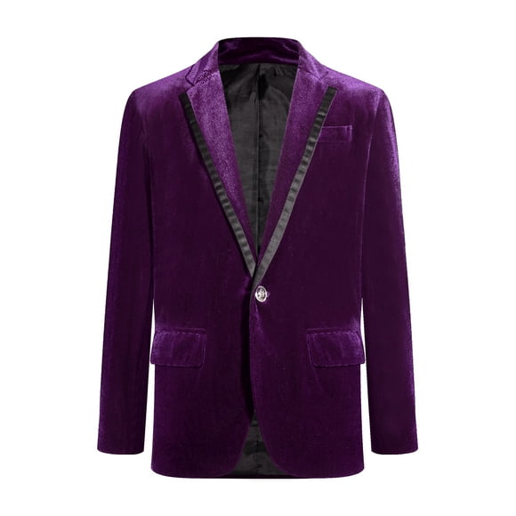 renvena Boys Sport Blazer Classic Fit Kids Velvet Gentleman Suit Jacket Wedding Formal Party Dark Purple 8