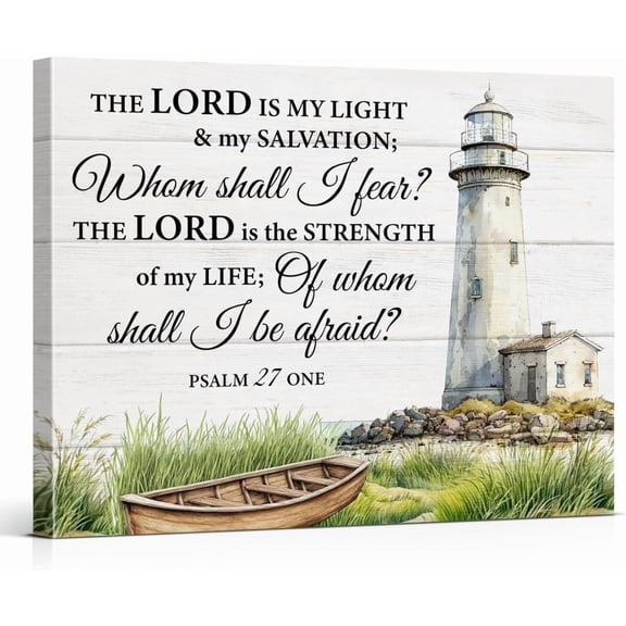 The Lord is My Light Psalm 27:1 Christian Framed Canvas Wall Art Decor, Bible Verse Scripture Print, Inspirational Religious Wall Decor Gift
