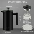 thumbnail image 6 of Secura French Press Coffee Maker, Double-Wall 304 Grade Stainless Steel Coffee Press with 2 Extra Screens, 34oz (1L), Black, 6 of 8