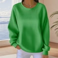 thumbnail image 2 of ManxiVoo Chandail en Molleton Basique à Col Rond pour Femmes Manches Longues Chandail-Over Polyvalent Confortable pour Usage Quotidien Taille TG Vert, 2 of 9