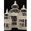 Set of 3 Victorian Cream White Bird Cages Largest Cage 13in. Wide x 21in. Tall /Middle-Sized Cage 9in. Wide x 18in. Tall /Smallest Bird Cage 7in. Wide x 14in. Talll