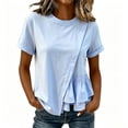 thumbnail image 6 of yillto Women Short Sleeve Tops Fashion Loose Blouses Fall Trendy Dressy Casual Shirts for Womens S-5XL, 6 of 7