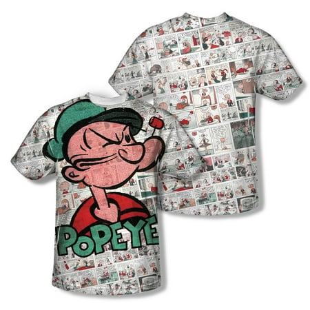 Popeye T-shirt Tee - Popeye Men's Comic Strip Sublimation T-shirt Sublimate White