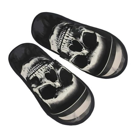 

Ocsxa Mens Womens Cozy Memory Foam Scuff Slippers Slip On Warm House Shoes Indoor/Outdoor Magician Hat Skull Designs-Medium