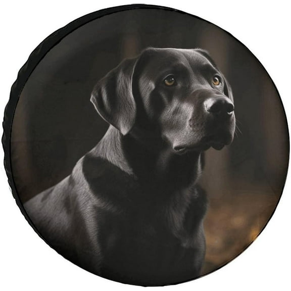 Black Labrador Spare Tire Cover Weatherproof Wheel Cover Waterproof Dust-Proof Wheel Protectors Fits Tire Diameters 14-17Inches Universal Tire Covers for Trailers Rv Camper SUV