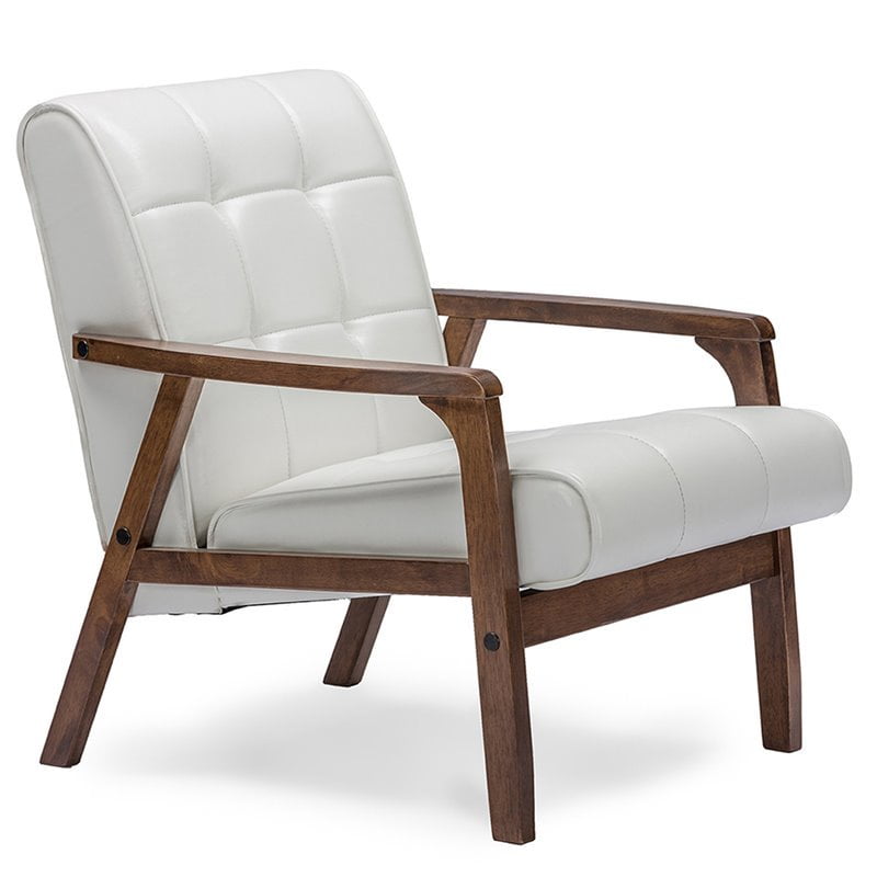 Maddie Home Monaco Mid Century Faux Leather Living Room Accent Chair in