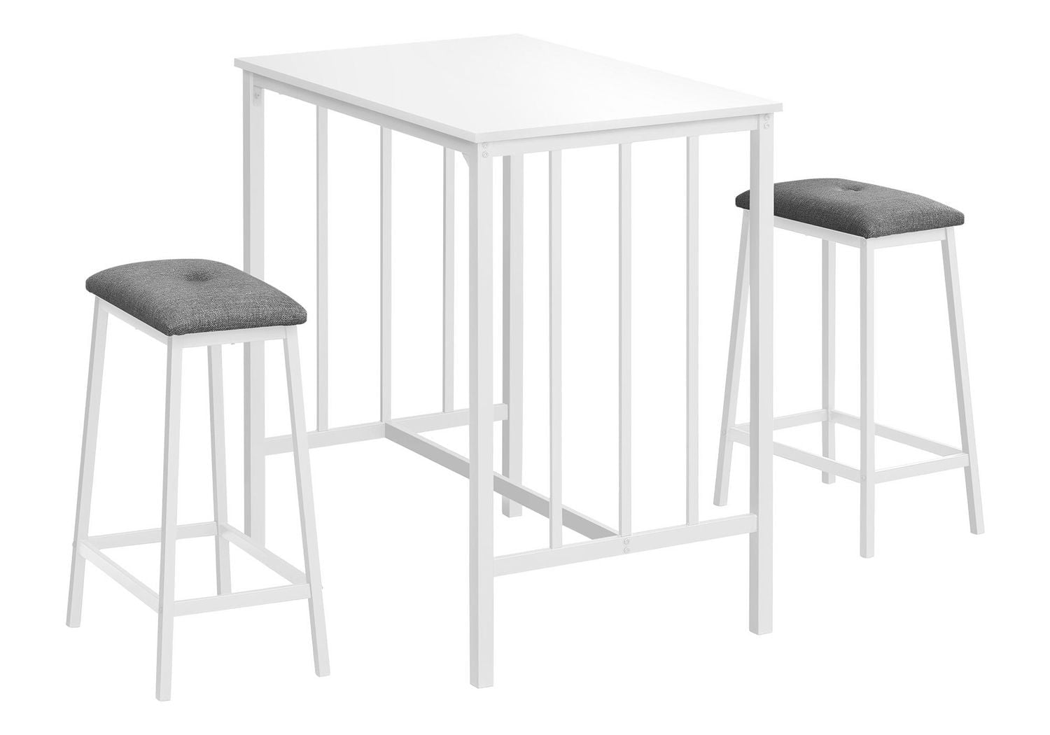 Monarch Specialties  Ens Salle A Manger, Ensemble De 3 Pièces, Hauteur Du Comptoir, 36" Rectangulaire, Petit, Cuisine, Stratifié Brun, Métal Noir, Contemporain