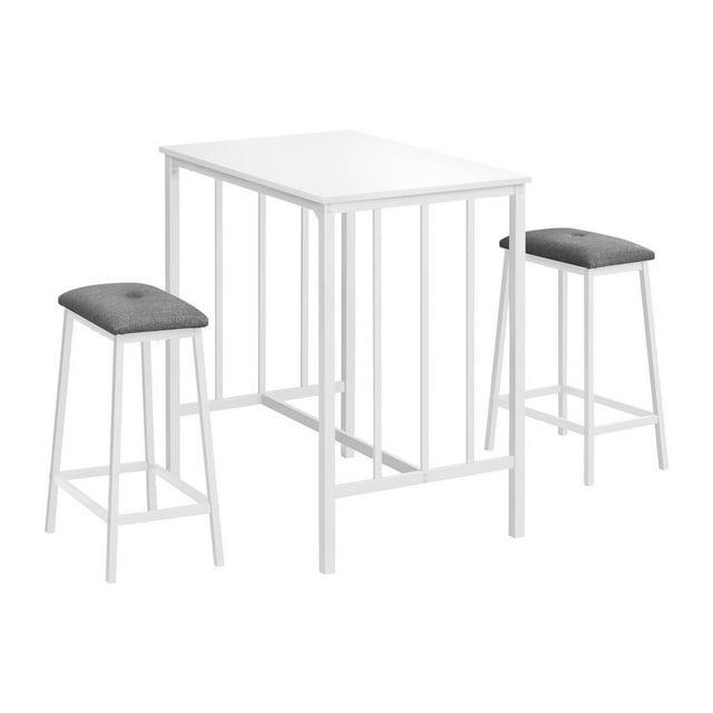 Monarch Specialties Dining Set, 3pcs Set, Counter Height, 36" Rectangular, Small, Kitchen, Brown Laminate, Black Metal, Contemporary