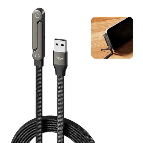 TYPPKMM Sideways Phone Charger Stand Cable, 2-in-1 Invisible Holder with Fast Charging, Built-in Phone Stand for Smartphones, Tablets, Laptops, Gaming