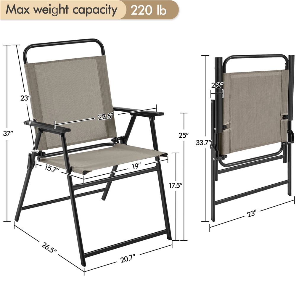 Yaheetech Folding Patio Dining Chairs with Armrests for Garden, Yard, Lawn, Set of 2, Brown