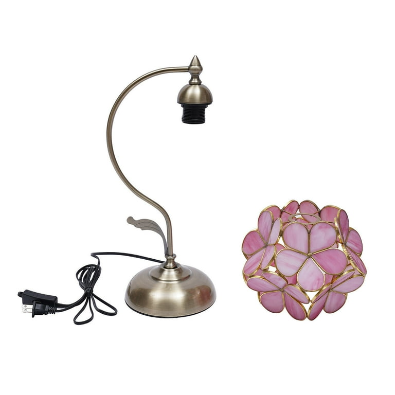 Bieye L10751 Cherry Blossom Tiffany Style Stained Glass Table Lamp with  Petal Lampshade Vintage Brass Base, 8Wx17H (Brown) : : Tools &  Home Improvement