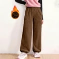 thumbnail image 2 of Kovlvoll Teen Girls Clothes Winter Sherpa Pants High Elastic Waisted Cinch Bottom Pant Fuzzy Fleece Lined Thick Warm Homewear Trousers, 2 of 7