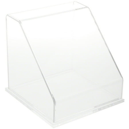 Plymor Clear Acrylic Slanted Front Display Case with Base, 8" x 8" x 8"