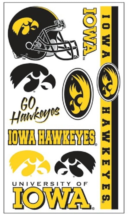 Iowa Hawkeyes Temporary Tattoo Face Decals 10 Pack Walmart Com