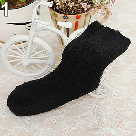 

Bluelans Women Girl Winter Warm Thicken Coral Fleece Fluffy Solid Color Sleep Bed Socks