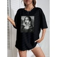 thumbnail image 5 of Mona Lisa Print Drop Shoulder Tee Graphic Tees Women Tops, 5 of 6