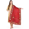 thumbnail image 1 of Dupatta Bazaar Woman's Red Bandhini Dupatta with Gotta Patti Work., 1 of 1