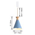 thumbnail image 2 of FSLiving Adjustable Length J-Type Track Light Pendants Hemp Rope Nordic Wood, 4500K Full Spectrum 10W LED Plant Grow Light Juno Track Cone Shade Macaron Blue for Kitchen Island Bar, Customizable, 2 of 8