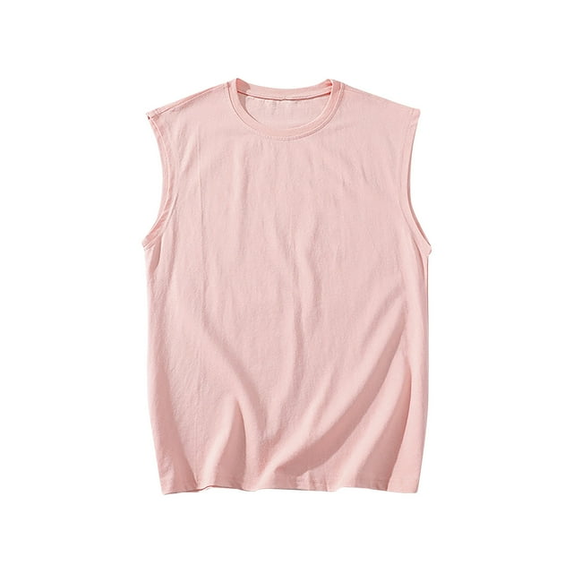 JIUKE Plus Size Tank Tops for Men Casual Summer Sport Basic Tees Sleeveless Solid Color Crew Neck T-Shirts