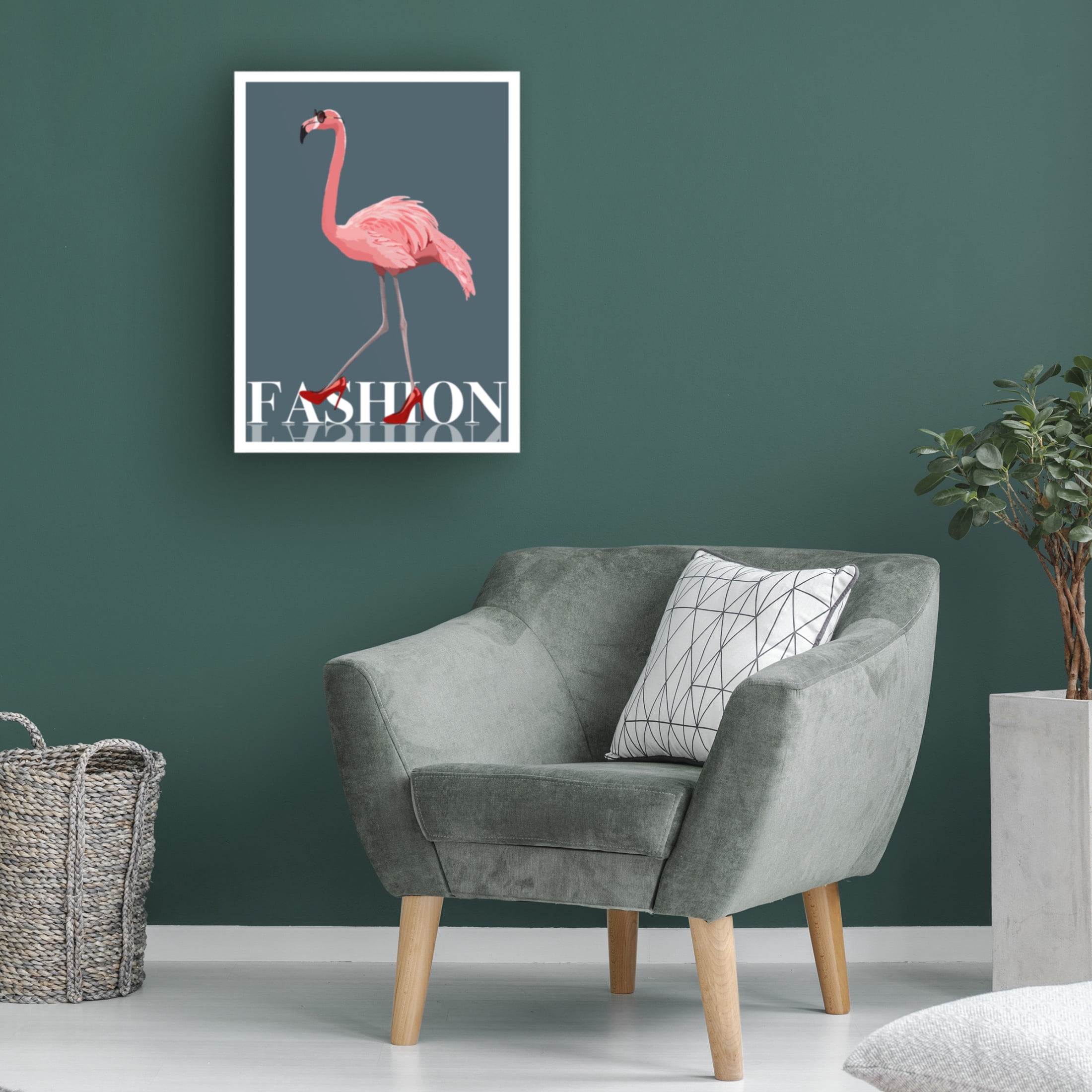 Canvas Wall Art - Bykammille  'Fashion Flamingo' Wall Art for Living Room, Bedroom, or Office Décor by Trademark Fine Art - 24 x 32 Inches