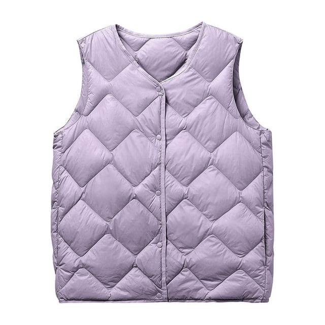 FAIWAD Gilet Court Matelassé pour Femmes Hiver Léger Sans Manches avec Poches